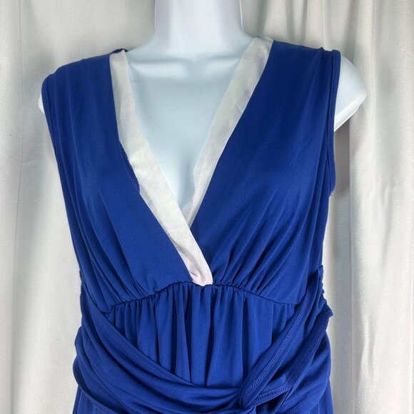Maternal America Royal Blue Nursing Maxi Dress With Ivory Trim S - Picture 2 of 7